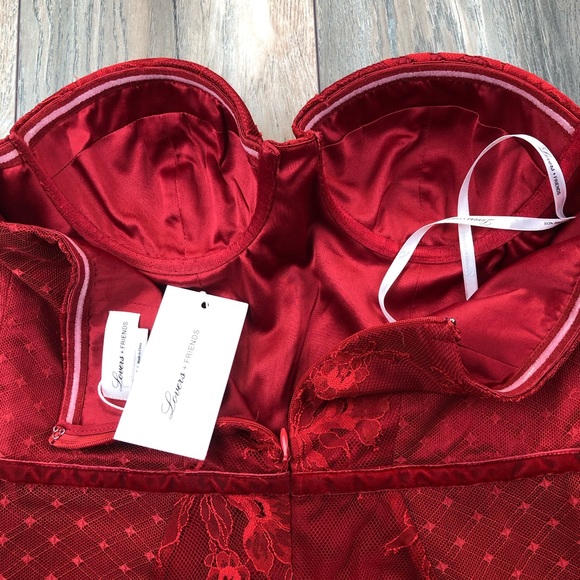 NWT Lovers + Friends Tinley Red Lace Midi Dress - Picture 8 of 8